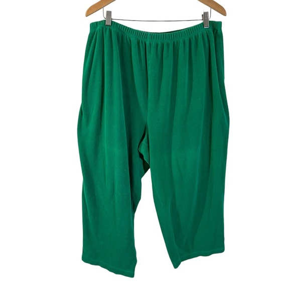 Quacker Factory Green Velour Pants Plus Size 2X Rhinestone Embellished Pull On - Picture 1 of 7